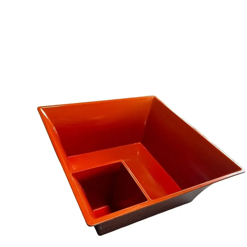 Vintage MCM Tuttocasa Orange Faux Wood Square Dip & Chip Dish Melamine